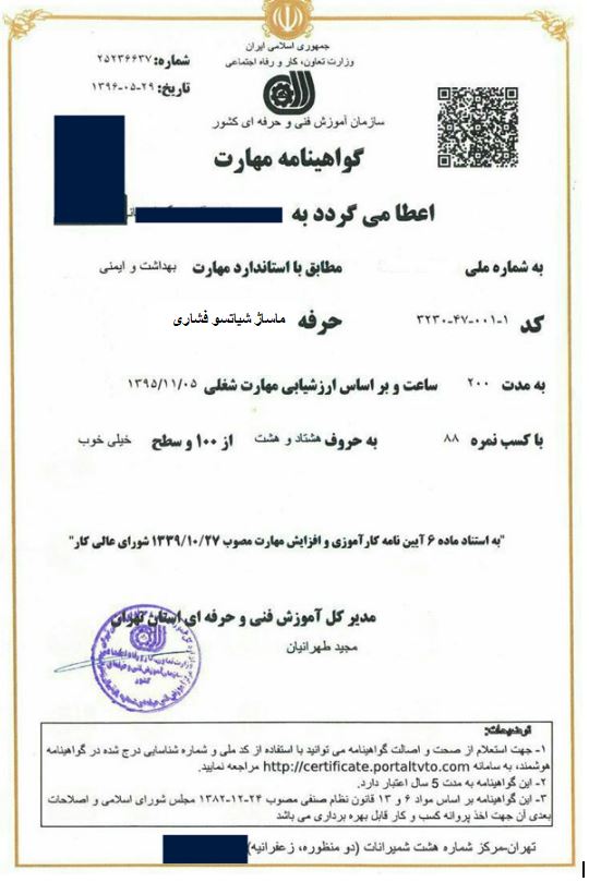 مدرک ماساژ شیاتسو